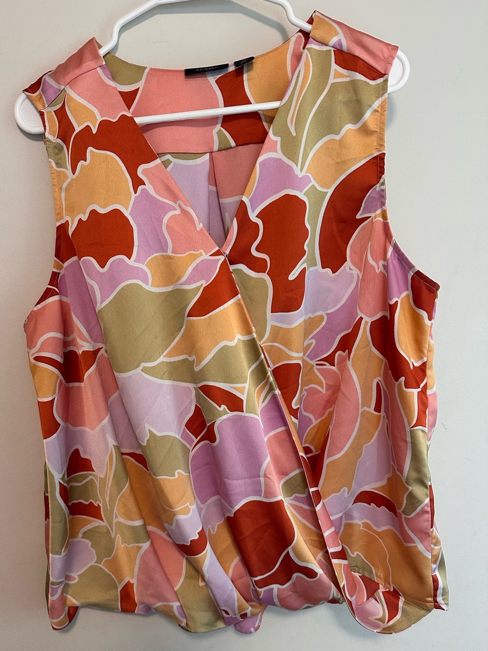 Halogen Pink Multi-Color Sleeveless Wrap-Front Camisole